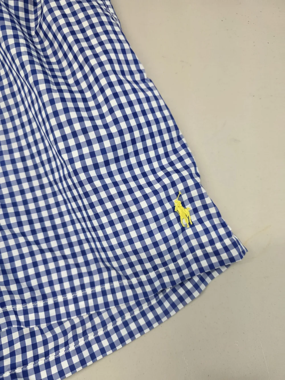 Polo Ralph Lauren Swimming Shorts Mesh Lined Blue Relaxed Gingham Men's Size Med